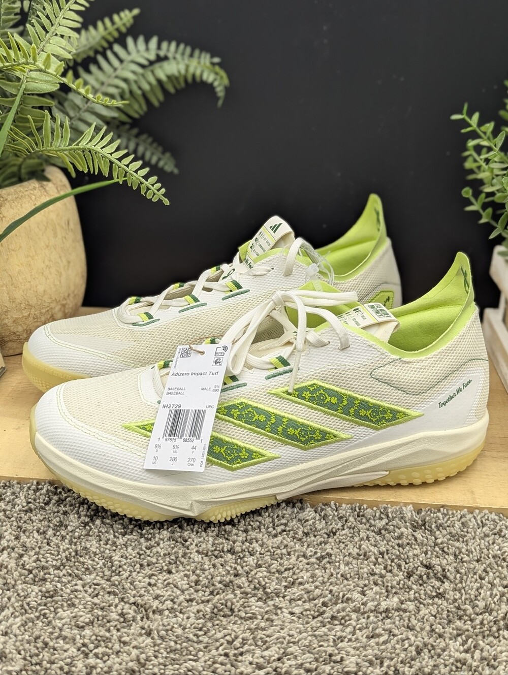 Adidas Adizero Impact MHA Baseball Cleats Mens Sz 10 JQ8233 White Pulse Lime